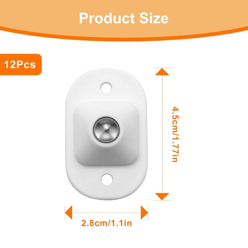 keepsweat Self Adhesive Mini Caster Wheels,12 Pcs Small Appliance Swivel Wheels 360°Rotation Universal Appliance Rollers Sticky Pulley for Kitchen Appliances,Storage Box,Small Furniture Bottom (White) - Image 2